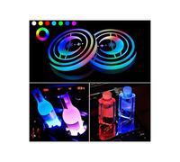 2PCS LED Luces Portavasos para Coche,Posavasos de 7 Colores con Carga USB,Posavasos LED para Coche,Luminiscente Taza Almohadilla Interior Atmósfera Lámpara Decoración Luz