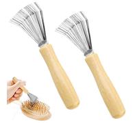 2Pcs Limpiador De Cepillos De Pelo,Limpiador De Peines con Mango De Madera，Pelo Cepillo de Limpieza Peine Cepillo de Limpieza，para Pelo Uso En Casa Y Salón，Eliminar la Suciedad