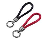 2PCS Llavero de Cuero Trenzado, Colgante De Llaveros De Aleación Para Coche y Moto, Elegante Para Hombre Y Mujer