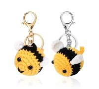 2Pcs Llaveros De Abeja De Felpa, Llaveros De Abeja De Ganchillo, Llaveros con Forma De Animal, Llaveros Creativos, Llaveros Colgantes De Abeja, Llaveros Lindos