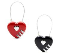 2pcs Locker Lock Forma de Corazón,candado de código de línea, Código de 3 Dígitos Combinación Equipaje Bolsa Bloqueo Contraseña Seguridad Pareja Candado (Negro,Rojo)