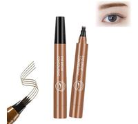 2PCS Long Lasting Beneathk Eyebrow, Beneathk Eyebrow Pen, 4 Tip Microblade Creates Natural Looking Brows Effortlessly, Waterproof Microblading Eyebrow Pencil Contouring Pen (Light Brown)