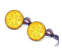 2PCS Luces Traseras Redondas,24V Luz Indicadora de Marcador Lámpara Cola De Camión Luz de Freno LED Reflector Redondo Indicador Luminoso Con Haz Alto/Bajo para Camión Motocicletas Auto(Ámbar)