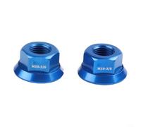 2PCS M10*3/8 Tuercas de cubo de bicicleta 7075 aleación de aluminio para bicicleta plegable engranaje fijo liso pulido negro rojo dorado azul gris (azul)