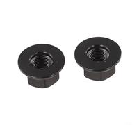 2PCS M10* 3/8 Tuercas de cubo de bicicleta 7075 aleación de aluminio para bicicleta plegable engranaje fijo liso pulido negro rojo dorado azul gris (negro)