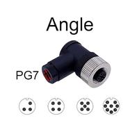 2Pcs M12 Sensor Connector Waterproof Straight Angle Male Female Screw Threaded Plug Coupling 3 4 5 8 Pin(Angle Female PG7,5P)