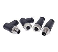 2Pcs M12 Sensor Connector Waterproof Straight Angle Male Female Screw Threaded Plug Coupling 3 4 5 8 Pin(Straight Female PG9,4P)