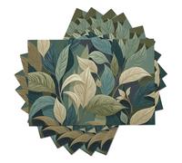 2Pcs Manteles Individuales Lavables De Lino para Mesa De Comedor - Antimanchas,Hojas Entrelazadas Impresos Rectangulares Plantas De Línea Ideal para Cocina,Boda (30Cm X 45Cm)