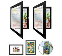 2Pcs Marco para Dibujos Niños A4, Apertura Frontal para Exhibición de Obras Arte, Capacidad para 150 Pinturas, Proyectos Artísticos Infantiles, Colegios, Negro