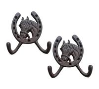 2Pcs Metal Cast Iron Wall Hooks European Styles Horse Head Hangers Outdoor Garden Decoration Entryway Hardware Horse Head Decorative Hooks