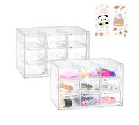 2PCS Mini Cajoneras Plastico Almacenaje, Caja Organizadora con 9 Cajones, Transparente cajones extraíbles con adhesivo Para guardar Manualidades, Accesorios Oficina (2PCS 9 Cajones)