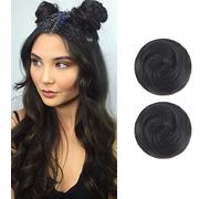 2PCS Mini Claw Fake Buns Extensiones de Pelo Recto Bun Donut Chignon Clip In Scrunchies Pelo
