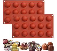 2PCS Molde Silicona Semiesfera, 15 Cavidades Moldes De Silicona Esferas, Moldes de Silicona Redondo, Chocolate Moldes, para Bombones, Mousse, Gelatina, Budín