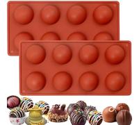 2PCS Molde Silicona Semiesfera, 8 Cavidades Moldes De Silicona Esferas, Moldes de Silicona Redondo, Chocolate Moldes, para Bombones, Mousse, Gelatina, Budín
