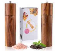 2PCS Molinillo de Pimienta de Madera de KOSLEOW, 22x5.5CM Molinillo de Sal y Pimienta Manual Ajustable con Muela de Cerámica para Especias, Pimienta, Sal, Comino y Más, de Acacia Duradero