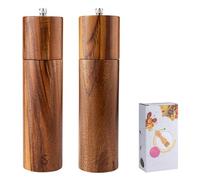 2PCS Molinillo de Pimienta de Madera de KOSLEOW, 22x5.5CM Molinillo de Sal y Pimienta Manual Ajustable con Muela de Cerámica para Especias, Pimienta, Sal, Comino y Más, de Acacia Duradero