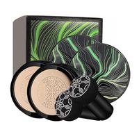 2PCS Mushroom Head Air Cushion CC Cream Natural Foundation Full Cover Concealer, Nude Makeup Oil Control/Moisturizing Brightening Pigment BB Cream Matte Foundation (Natural)