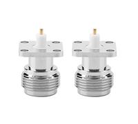 2PCS N Female Connectors, N-Type Female Jack with Flange 4 Holes Mount Solder Connector RF Coaxial Connector Female Jack RF Coaxial Connector 17.5 * 17.5