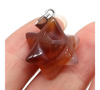 2Pcs Natural Stone Merkaba Pendant Malachite Opal Crystal for Making Necklace Earrings Jewelry Accessories-Red_Agate