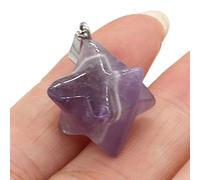 2Pcs Natural Stone Merkaba Pendant Malachite Opal Crystal for Making Necklace Earrings Jewelry Accessories-Amethyst
