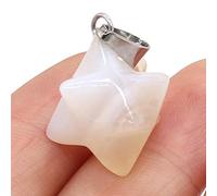 2Pcs Natural Stone Merkaba Pendant Malachite Opal Crystal for Making Necklace Earrings Jewelry Accessories-White_Agate