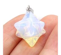 2Pcs Natural Stone Merkaba Pendant Malachite Opal Crystal for Making Necklace Earrings Jewelry Accessories-Opal_stone