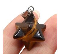 2Pcs Natural Stone Merkaba Pendant Malachite Opal Crystal for Making Necklace Earrings Jewelry Accessories-Tiger_Eye