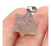 2Pcs Natural Stone Merkaba Pendant Malachite Opal Crystal for Making Necklace Earrings Jewelry Accessories-Grey_Agate
