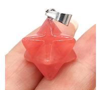 2Pcs Natural Stone Merkaba Pendant Malachite Opal Crystal for Making Necklace Earrings Jewelry Accessories-Watermelon_Red