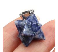 2Pcs Natural Stone Merkaba Pendant Malachite Opal Crystal for Making Necklace Earrings Jewelry Accessories-Blue-vein