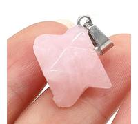 2Pcs Natural Stone Merkaba Pendant Malachite Opal Crystal for Making Necklace Earrings Jewelry Accessories-Rose_Quartz