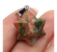 2Pcs Natural Stone Merkaba Pendant Malachite Opal Crystal for Making Necklace Earrings Jewelry Accessories-Unakite