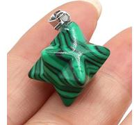 2Pcs Natural Stone Merkaba Pendant Malachite Opal Crystal for Making Necklace Earrings Jewelry Accessories-Malachite