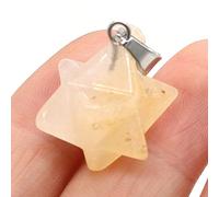 2Pcs Natural Stone Merkaba Pendant Malachite Opal Crystal for Making Necklace Earrings Jewelry Accessories-Yellow_Jade