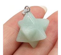 2Pcs Natural Stone Merkaba Pendant Malachite Opal Crystal for Making Necklace Earrings Jewelry Accessories-Green_Aventurine