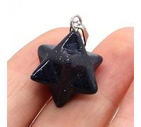 2Pcs Natural Stone Merkaba Pendant Malachite Opal Crystal for Making Necklace Earrings Jewelry Accessories-Blue_Sand
