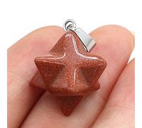 2Pcs Natural Stone Merkaba Pendant Malachite Opal Crystal for Making Necklace Earrings Jewelry Accessories-Gold_Sand
