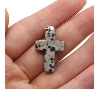 2Pcs Natural Stone Pendant Cross shape Rose Opal Turquoises Making for Women Jewelry Necklace Gift-Damation_Jasper