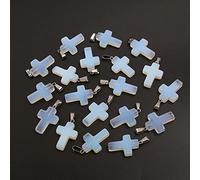 2Pcs Natural Stone Pendant Cross shape Rose Opal Turquoises Making for Women Jewelry Necklace Gift-Opal