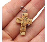2Pcs Natural Stone Pendant Cross shape Rose Opal Turquoises Making for Women Jewelry Necklace Gift-Picture_Stone