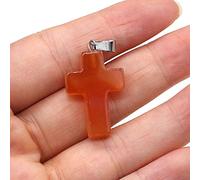 2Pcs Natural Stone Pendant Cross shape Rose Opal Turquoises Making for Women Jewelry Necklace Gift-Red_Agate