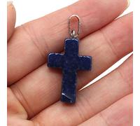 2Pcs Natural Stone Pendant Cross shape Rose Opal Turquoises Making for Women Jewelry Necklace Gift-sapphire