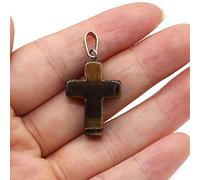2Pcs Natural Stone Pendant Cross shape Rose Opal Turquoises Making for Women Jewelry Necklace Gift-Tiger_Eye
