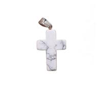 2Pcs Natural Stone Pendant Cross shape Rose Opal Turquoises Making for Women Jewelry Necklace Gift-White_Turquoise