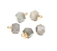 2Pcs Natural Stone Pendant Cute Faceted Amethysts Yellow Jades for Charm Jewelry Accessories DIY Make Necklace Earrings-Flash_Labradorite