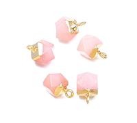 2Pcs Natural Stone Pendant Cute Faceted Amethysts Yellow Jades for Charm Jewelry Accessories DIY Make Necklace Earrings-Rose_Quartz_2