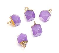 2Pcs Natural Stone Pendant Cute Faceted Amethysts Yellow Jades for Charm Jewelry Accessories DIY Make Necklace Earrings-Purple