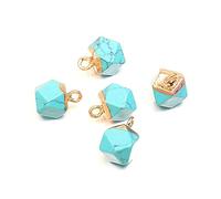 2Pcs Natural Stone Pendant Cute Faceted Amethysts Yellow Jades for Charm Jewelry Accessories DIY Make Necklace Earrings-Green_Turquoise_2