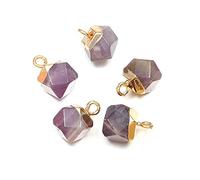 2Pcs Natural Stone Pendant Cute Faceted Amethysts Yellow Jades for Charm Jewelry Accessories DIY Make Necklace Earrings-Amethyst_2