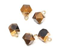 2Pcs Natural Stone Pendant Cute Faceted Amethysts Yellow Jades for Charm Jewelry Accessories DIY Make Necklace Earrings-Tiger_Eye